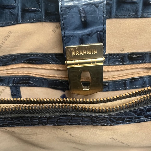 Brahmin Navy Crocodile-Embossed Shoulder Bag - Picture 12 of 15